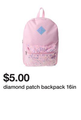 Five Below Diamond patch backpack 16in offer