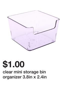 Five Below Clear mini storage bin organizer 3.8in x 2.4in offer