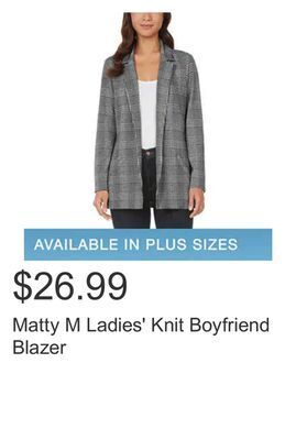 Costco Matty m ladies' knit boyfriend blazer offer