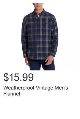 Costco Weatherproof vintage men's flannel offer
