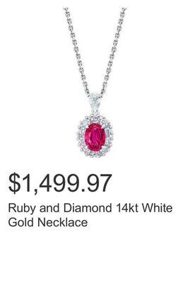 Costco Ruby and diamond 14kt white gold necklace offer