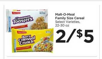 Foods Co Malt-O-Meal Family Size Cereal offer