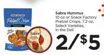 Sabra Hummus Or Snack Factory Pretzel Crisps