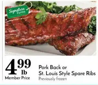 Pavilions Pork Back Or St. Louis Style Spare Ribs offer