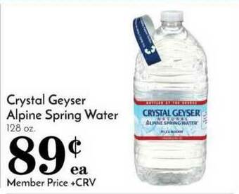Pavilions Crystal Geyser Alpine Spring Water offer