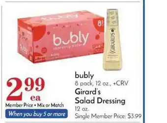 Pavilions Bubly Or Girard's Salad Dressing offer