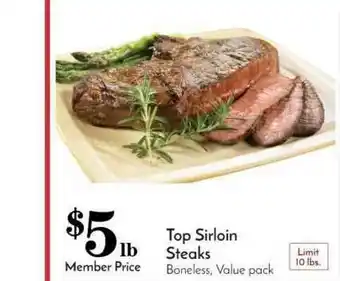 Pavilions Top Sirloin Steaks offer