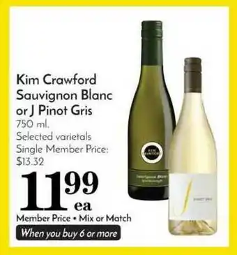 Pavilions Kim Crawford Sauvignon Blanc Or J Pinot Gris offer