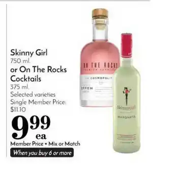 Pavilions Skinny Girl Or On The Rocks Cocktails offer