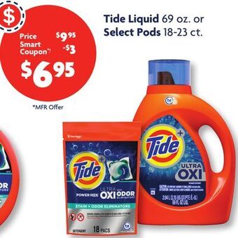 Family Dollar Tide liquid 69 oz. or select pods 18-23 ct. offer