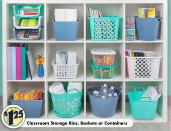 Dollar Tree Classroom storage bins, baskets or containers offer