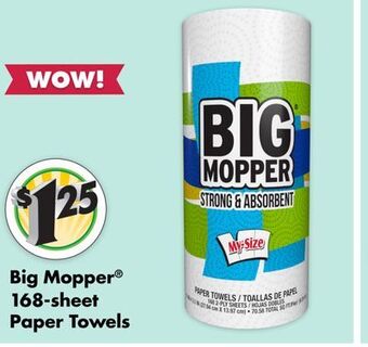 Dollar Tree Big mopper® 168-sheet paper towels offer
