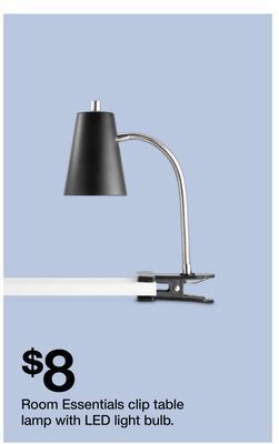 Target Room essentials clip table lamp with led light bulb offer