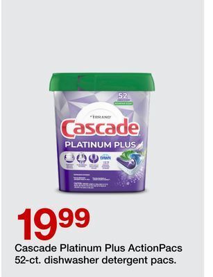 Target Cascade platinum plus actionpacs 52-ct. dishwasher detergent pacs offer