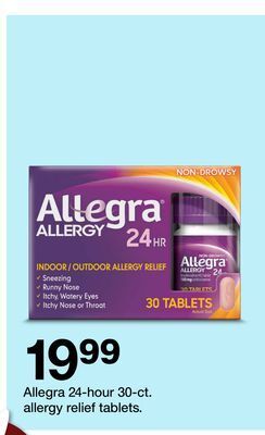 Target Allegra 24-hour 30-ct. allergy relief tablets offer