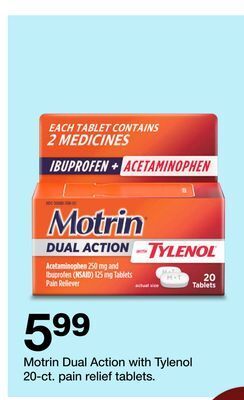 Target Motrin dual action with tylenol 20-ct. pain relief tablets offer