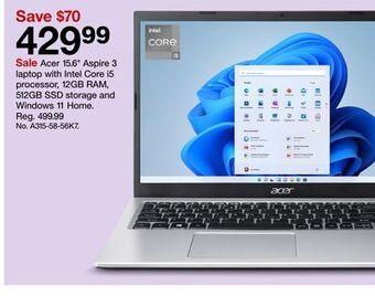 Target Acer 15.6 aspire 3 laptop with intel core i5 processor, 12gb ram, 512gb ssd storage and windows 11 home offer