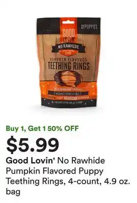 Petco No rawhide pumpkin flavored puppy teething rings, 4-count, 4.9 oz. bag offer