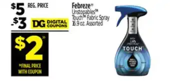 Dollar General Febreze® unstopables™ touch™ fabric spray offer