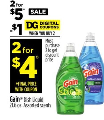 Dollar General Gain® dish liquid offer