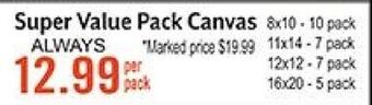 Hobby Lobby Super value pack canvas offer