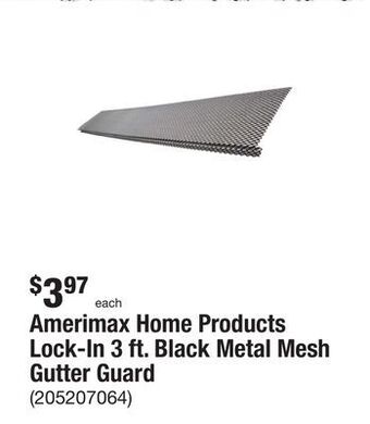 The Home Depot Amerimax home products lock-in 3 ft. black metal mesh gutter guard offer