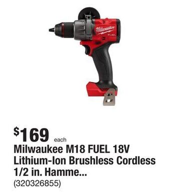 The Home Depot Milwaukee m18 fuel 18v lithium-ion brushless cordless 1/2 in. hammer drill/driver (tool-only) offer