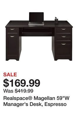 Office Depot Realspace® magellan 59w manager's desk, espresso offer