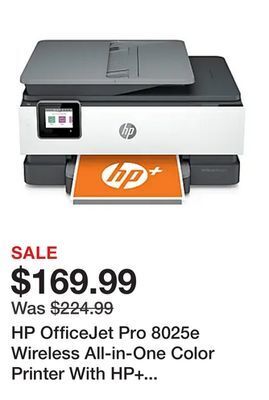 Office Depot Hp officejet pro 8025e wireless all-in-one color printer with hp+ (1k7k3a) offer