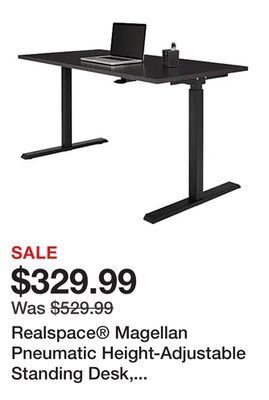 Office Depot Realspace® magellan pneumatic height-adjustable standing desk, 60w, espresso offer