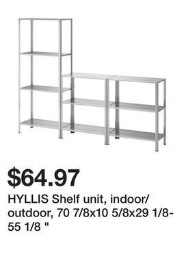 Ikea Hyllis shelf unit, indoor/outdoor, 70 7/8x10 5/8x29 1/8-55 1/8 offer
