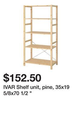 Ikea Ivar shelf unit, pine, 35x19 5/8x70 1/2 offer