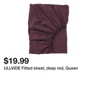 Ikea Ullvide fitted sheet, deep red, queen offer