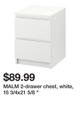 Ikea Malm 2-drawer chest, white, 15 3/4x21 5/8 offer
