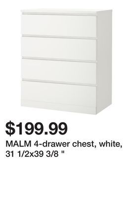 Ikea Malm 4-drawer chest, white, 31 1/2x39 3/8 offer