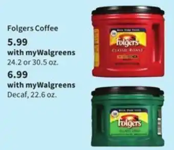 Walgreens Folgers Coffee Decaf 22.6 oz offer