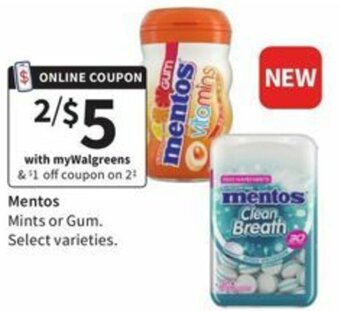 Walgreens Mentos Mints Or Gum offer