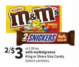Walgreens King or Share Size Candy offer
