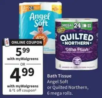 Walgreens Bath Tissue Angel Soft Or Quilted Northern offer