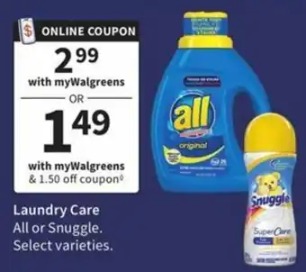 Walgreens Laundry Care All Or Snuggle offer