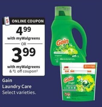 Walgreens Gain Laundry Care offer
