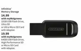 Walgreens Infinitive Memory Storage 32gb USB Flash Drive offer