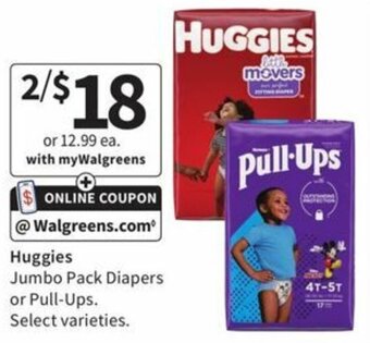 Walgreens Huggies Jumbo Pack Diapers Or Pull-Ups offer