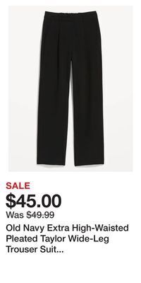 Old Navy Old navy extra high-waisted pleated taylor wide-leg trouser suit pants for women offer