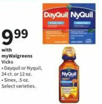 Walgreens Vicks Dayquil Or Nyquil, Sinex 5 oz offer