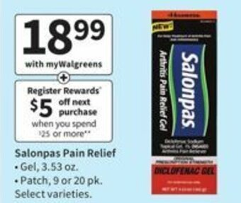 Walgreens Salonpas Pain Relief offer
