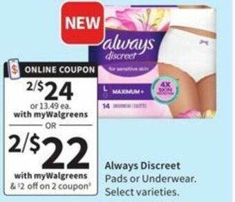 Walgreens Always Discreet offer