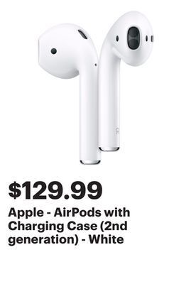 Best Buy Apple - airpods with charging case (2nd generation) - white offer