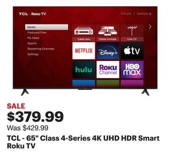 Best Buy Tcl - 65 class 4-series 4k uhd hdr smart roku tv offer