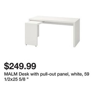 Ikea Malm desk with pull-out panel, white, 59 1/2x25 5/8 offer
